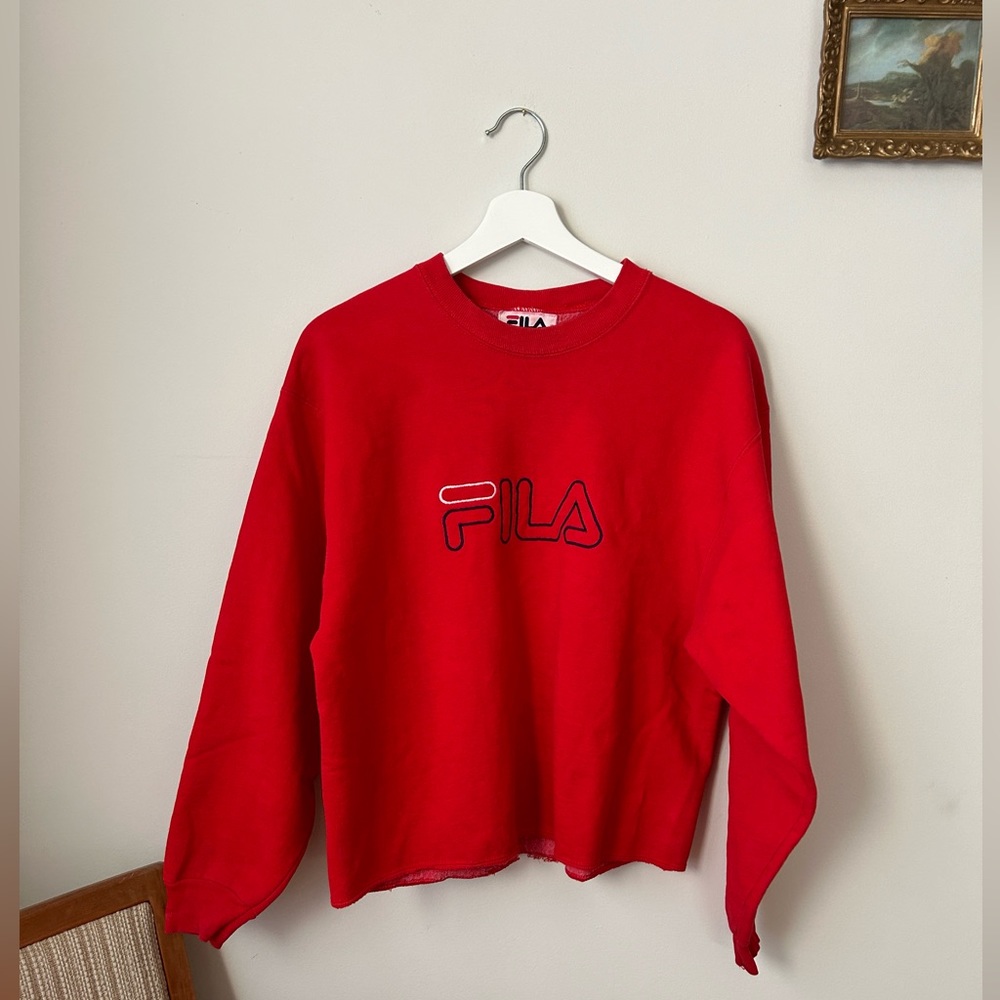 Vintage Red FILA cropped sweatshirt - streetwear style
